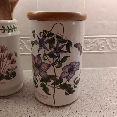 PORTMEIRION BOTANIC GARDENS CANISTERS AND UTENSIL HOLDER
