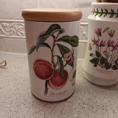 PORTMEIRION BOTANIC GARDENS CANISTERS AND UTENSIL HOLDER