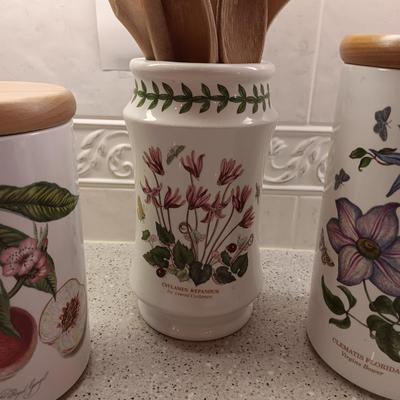 PORTMEIRION BOTANIC GARDENS CANISTERS AND UTENSIL HOLDER