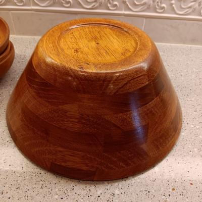 WOODEN SALAD BOWL WITH UTENSILS, SINGLE WOODEN BOWLS PLUS CONDIMENT DISH