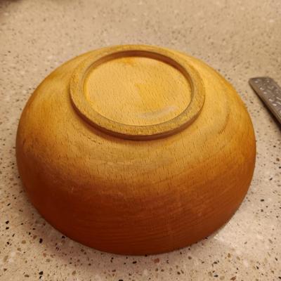 WOODEN SALAD BOWL WITH UTENSILS, SINGLE WOODEN BOWLS PLUS CONDIMENT DISH