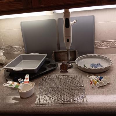 BAKEWARE AND A KITCHENAID HAND MIXER