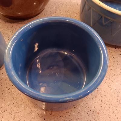 3 CLAY BOWLS AND A BEAN POT