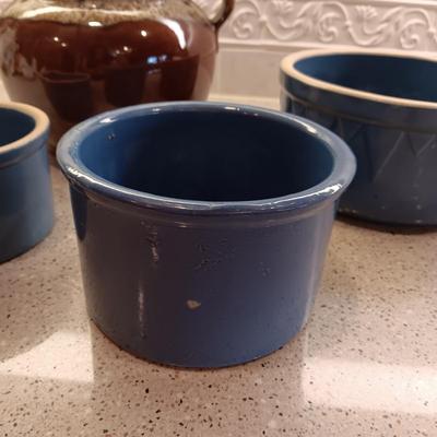 3 CLAY BOWLS AND A BEAN POT
