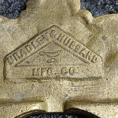 Vintage Bradley & Hubbard 7113 Brass Inkwell Ink Stand with original square glass inkwell and lid RARE FIND!