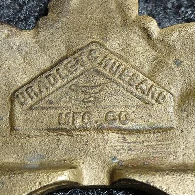Vintage Bradley & Hubbard 7113 Brass Inkwell Ink Stand with original square glass inkwell and lid RARE FIND!