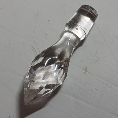 Antique Glass Cruet with white etched design and a beautiful glass stopper