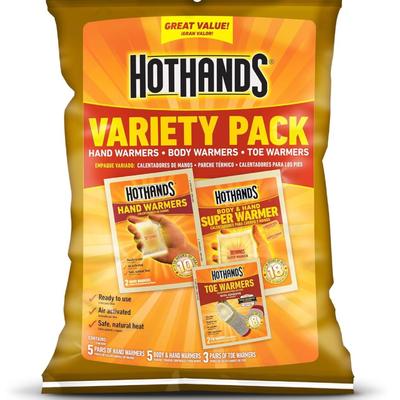 9 Piece HotHands Toe (3), Hand (5), & Body Warmer (1) Variety Pack - Long Lasting Safe Natural Odorless Air Activated Warmers
