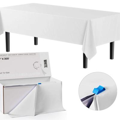 54' x 300' Cut To Size Tablecloth Roll in White Plastic