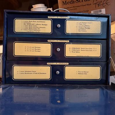 Vintage Johnson & Johnson Wood's Emergency First Aid Case And American White Cross Laboratories Inc First Aid Kit, Some Supplies...