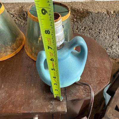 Lot of 1940 Van Briggle Blue Butterfly Lamp with Original Shade