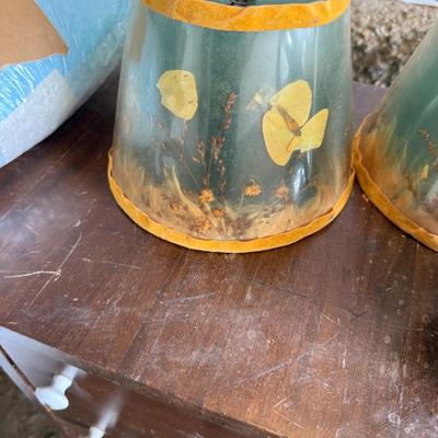 Lot of 1940 Van Briggle Blue Butterfly Lamp with Original Shade