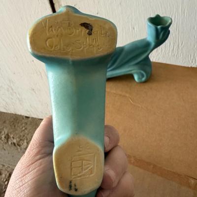 Vintage pair Van Briggle pottery candle stick holders circa 1935 made in Colorado Springs USA art pottery