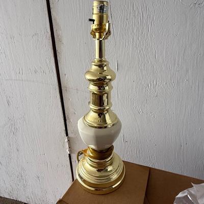 Vintage Pair Designer Brass & Enamel Table Lamps