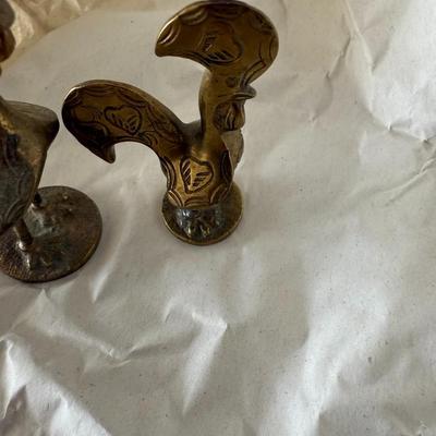 Vintage Miniature Brass Fighting Cockerel Brass Rooster