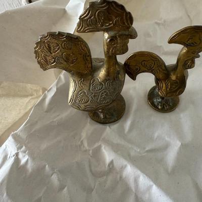 Vintage Miniature Brass Fighting Cockerel Brass Rooster