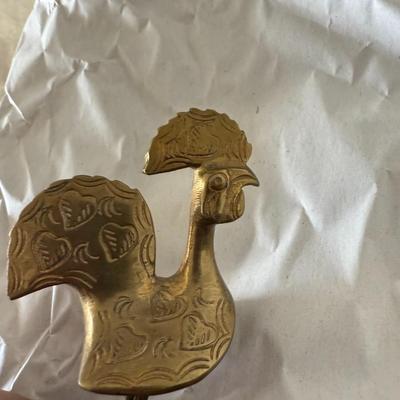 Vintage Miniature Brass Fighting Cockerel Brass Rooster
