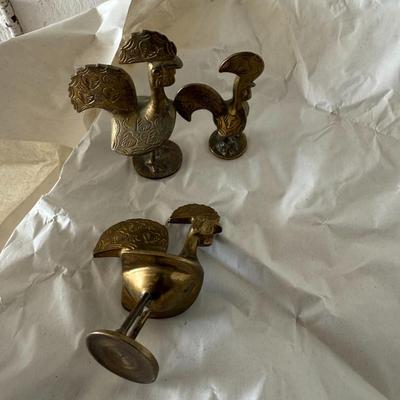 Vintage Miniature Brass Fighting Cockerel Brass Rooster