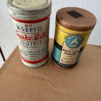 VINTAGE Ayer’s Cathartic Pill BOTTLE (AUTHENTIC REPRODUCTION) plus s other vintage medical w/ first aid