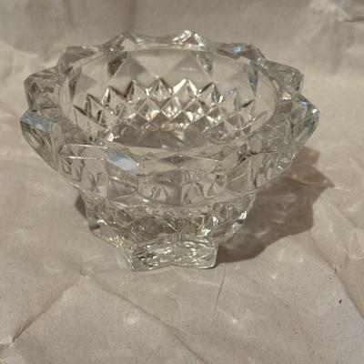 Clear Cut Glass Taper Candle Holder 2" Tall