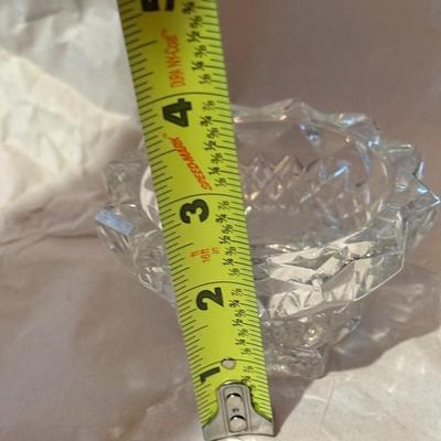 Clear Cut Glass Taper Candle Holder 2" Tall