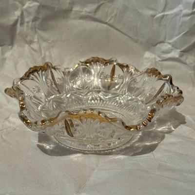 1985 German Lead Crystal Footed Butterfly Dish