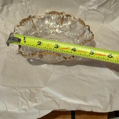 1985 German Lead Crystal Footed Butterfly Dish