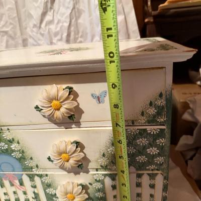 Vintage Wood 5 Drawer Jewelry Box Claw Feet Yellow Velvet 