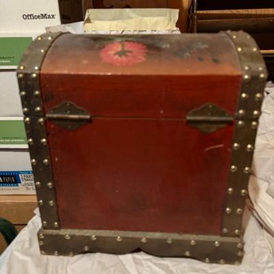 Large, Wonderful, Wooden, Hand-Painted, Vintage Treasure Box - Floral Motif