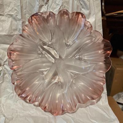 MIKASA TULIPS SATIN PLATTER SERVING TRAY 13.25" SHALLOW BOWL CENTERPIECE