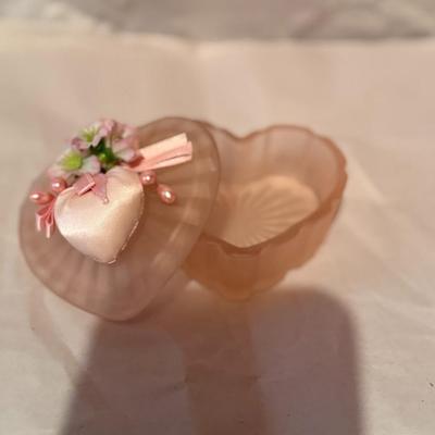 Dresser Vanity Set Pink Frosted Glass Piece