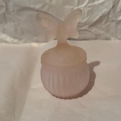 Dresser Vanity Set Pink Frosted Glass Piece