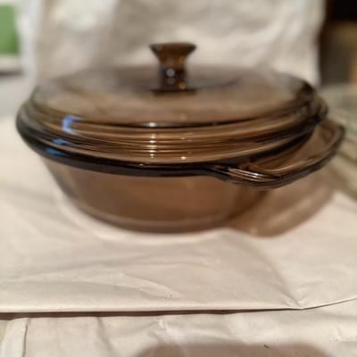 Casserole Dish With Lid Anchor Oven Ware Amber Color 8.25 in 1.5 Quart