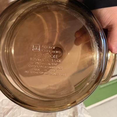 Casserole Dish With Lid Anchor Oven Ware Amber Color 8.25 in 1.5 Quart