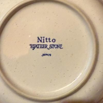 Nitto Heather Stone Moonburst 9605, Japan, Platter, White, Blue, Floral Geometric Pattern, Serving dish LOT