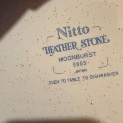 Nitto Heather Stone Moonburst 9605, Japan, Platter, White, Blue, Floral Geometric Pattern, Serving dish LOT