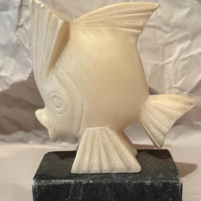 Pair Carved Stone Fish Decor set of 2
