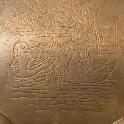 Brass Tiger and Bamboo engraved lamp