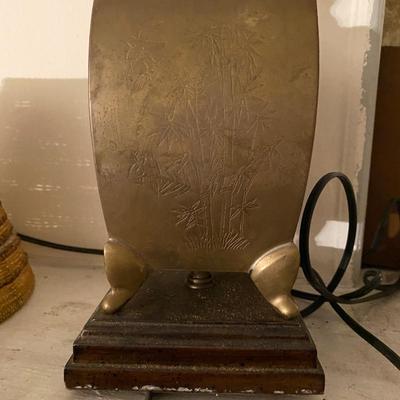 Brass Tiger and Bamboo engraved lamp