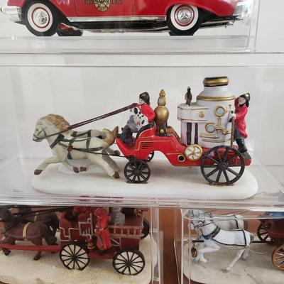 Fire Department Collectibles Fire truck clock , 1957 Chevy Bel Air Fire Dept Car, 2 Horse drawn Wagons
