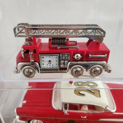 Fire Department Collectibles Fire truck clock , 1957 Chevy Bel Air Fire Dept Car, 2 Horse drawn Wagons