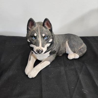2 Blue Eye Husky Sandicast Sculptures