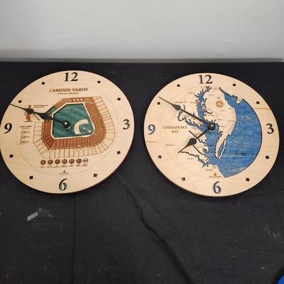 2 Nautical North Wooden Laser cut clocks Camden Yards Chesapeake Bay