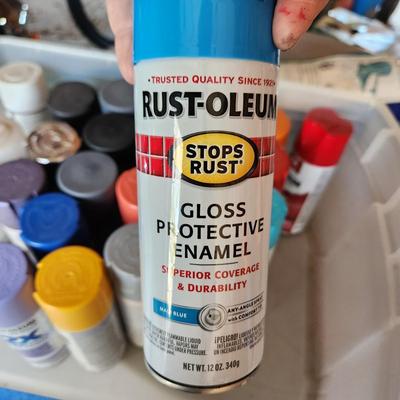 Tote filled with Cans of Spray Paint Many never used