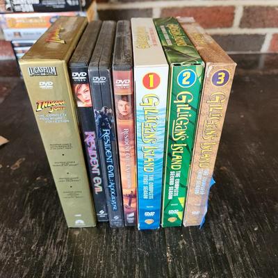 Lot Dvds Gilligan's Island season 1 2 3 ,Indiana Jones Collection, Resident Evil