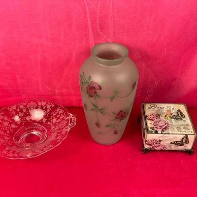 Lot 597 Floral Home Decor Lot Cambridge Rose Point Dish