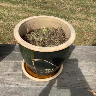 O8065 Large Terracotta Planter with Bamboo Design