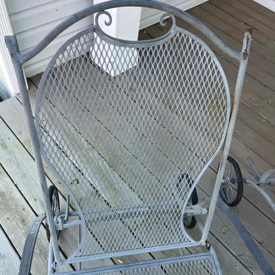 Pair Of Adjustable Wrought Iron Chaise Lounges (FP-MG)