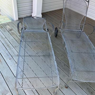 Pair Of Adjustable Wrought Iron Chaise Lounges (FP-MG)