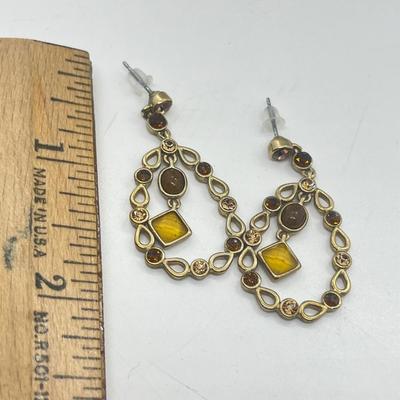 LOT 22: Two Goldtone and Amber Necklace and Earring Sets - 18"